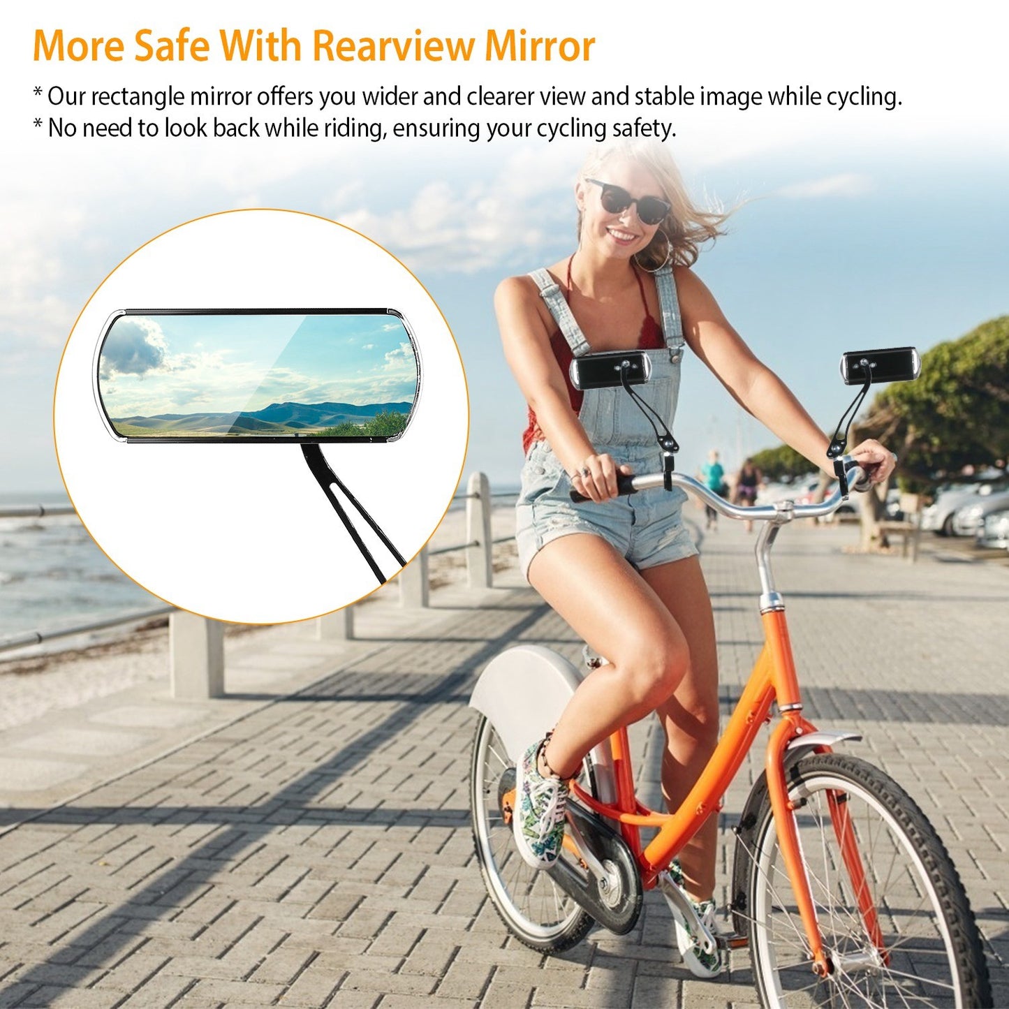 Handlebar Bike Mirrors Adjustable 360 Degree Rotatable Safe Rearview Bicycle
