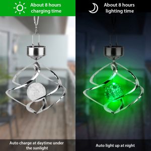 Spiral Spinner Solar Lights Wind Chime LED Color Changing Hanging Wind Lamp - HomeBrainsandBrawn