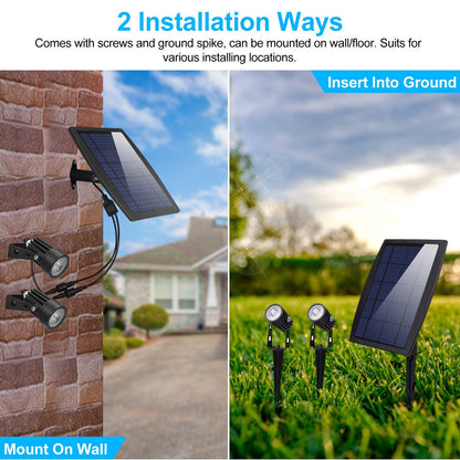 Twin Solar Spotlight Outdoor Light Sensor Lamps - Home Brains And Brawn