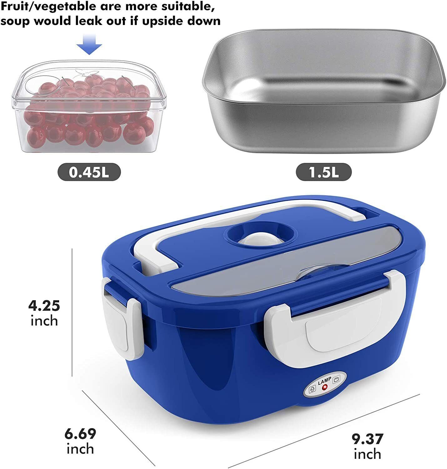 Electric Lunch Box Portable for Car Office Food Warmer Heater Container 40W