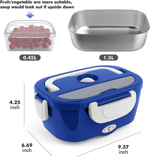 Electric Lunch Box Portable for Car Office Food Warmer Heater Container 40W - Home Brains And Brawn