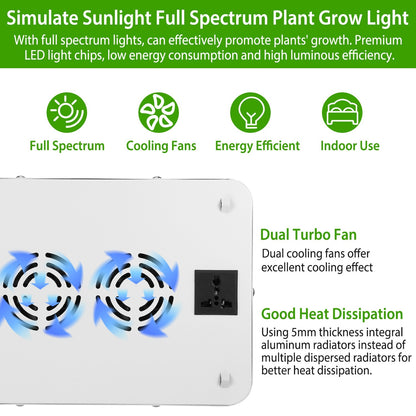 LED Grow Light 1000W 380-800nm Plant Grow Light - Home Brains And Brawn
